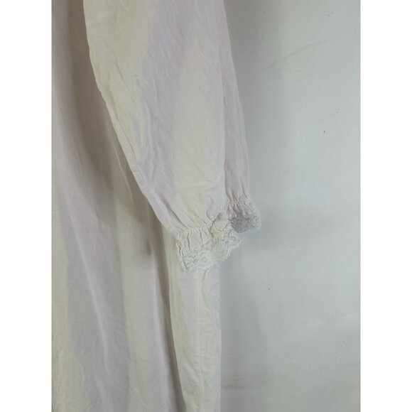 Vintage 90s Womens Large Cotton Lace Ruffled Nightgown Primitive Country - Picture 4 of 8